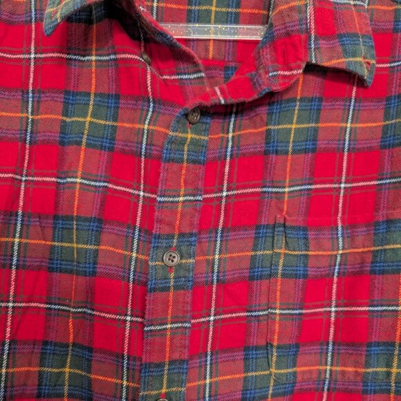 Croft & Barrow Flannel Plaid Shirt Mens Size Large Red Long Sleeve Button Down - Picture 4 of 11